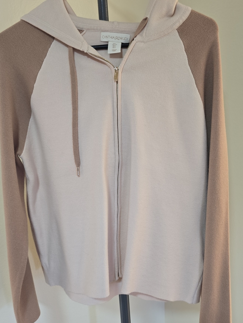 Cynthia Rowley Blush & Taupe Zip Hoodie Cardigan